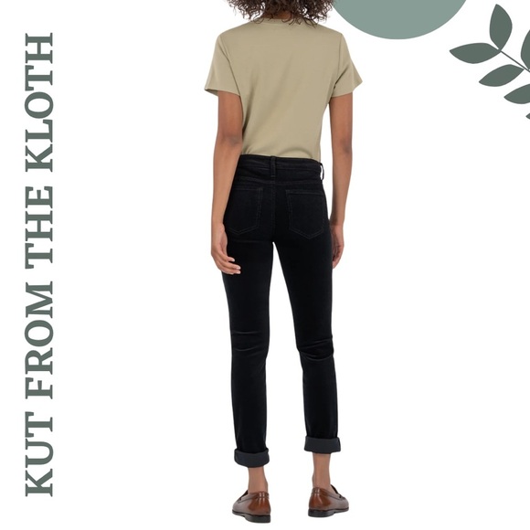 Kut From The Kloth Catherine Corduroy Boyfriend Pants - Jewel Tone Green Size 16 - Picture 2 of 11